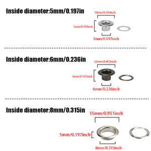100 Set di <span class=keywords><strong>Occhielli</strong></span> Rotondi in Acciaio Inox Senza Nichel 5/6/8/10mm per Riparazione Artigianale di Pelle, Scarpe, Borse e Accessori - Product Image 3