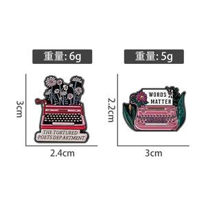 Spille in Lega di Zinco con Motivi Floreali e Cartoni Animati, Badge 'Love <span class=keywords><strong>Tortured</strong></span> Poets Department Words Matter' - Product Image 5