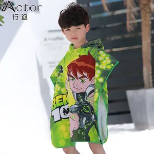 Serviette de plage en coton imprimé dessin animé Ben 10, serviette à capuche pour bébé, garçon et fille