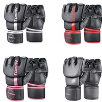 Vente en gros OEM Logo personnalisé en cuir PU microfibre 4oz 6oz 7oz paume ouverte sans doigts support de poignet Gants UFC Gants MMA