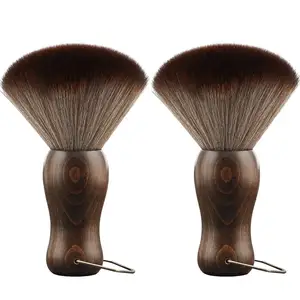 Marque privée hommes barbe blaireau barbier coupe de cheveux outils de compensation doux fibre de nylon manche en bois cou brosse à cheveux