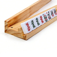 Règle de Mahjong de luxe moderne, style américain, 2-en-1 (règle de rangées et de cartes), design juif, pour 4 joueurs, avec support, tige de poussée de 17 pouces en bois massif