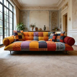 Divano in Tessuto Patchwork Stile Etnico Vintage, Comodo Divano Reclinabile con Cuscini per Soggiorno, Esportazione - Product Image 4