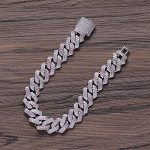 13Mm Hip Hop <b>Cuban</b> <b>Chain</b> Men's, White and Zirconium Full Zirconium Men's Bracelet Tanjing Fashion Lijing Necklace - Product Image 3