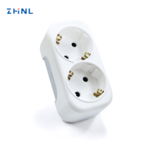Adaptateur de prise électrique européenne ZHNL OEM avec logo personnalisé, 2 broches, 2 prises CA, interrupteur de sécurité, multiprise européenne 2 prises Schuko
