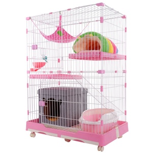 Wholesale Cheap 3-Story Home Pet Habitat Metal Large Stainless Steel Wire <b>Cat</b> Villa House <b>Cage</b> With Wheels Movable - Product Image 3