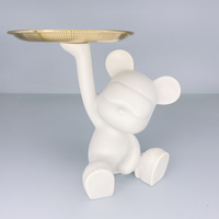 Artisanat en résine de style moderne à faire soi-même, ours fluides avec plateau, ours en résine vierge pour ornements décoratifs, peinture de motifs animaliers