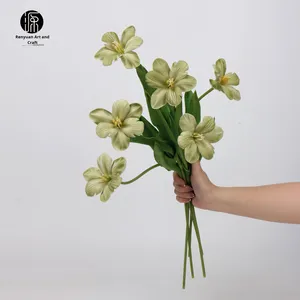 Vendita diretta in fabbrica Brownie Tulip 3D PU fiore artificiale a mano materiale per decorazione domestica imitazione pittura a olio Bouquet - Product Image 1