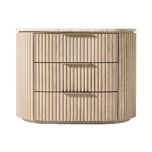 Mesita de noche moderna Vintage para el hogar, 3 cajones en el pecho, mesitas de noche superiores de mármol de madera de roble Natural, muebles inteligentes para la vida del Hotel - Product Image 4