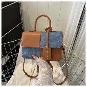 Borsa semplice con colore a contrasto alla moda MU borsa quadrata piccola borsa retrò a tracolla a tracolla borse a mano da donna