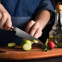 Couteau de chef japonais en acier Damas VG10 de qualité supérieure, ensemble de 7 couteaux avec manche en bois noir
