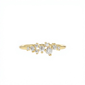 Anillo de compromiso romántico de oro amarillo con racimo de diamantes redondos para mujer, joyería de compromiso con piedra natural de color G - Product Image 3