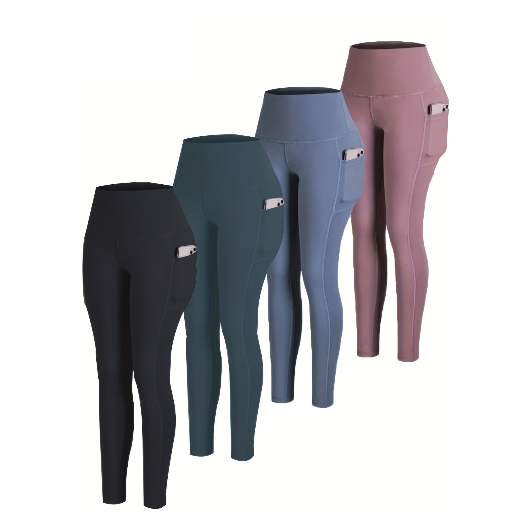 2025 Custom Women'S High Stretch Sports Jegging Solid Color No Belt, Pocket Adult Fitness Running Compression Pants Yoga Pants