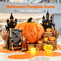 Kit de Décoration de Porche d'Halloween en Peluche Citrouille en Gros avec Découpes de Château Effrayant pour l'Aménagement d'Événements de Maisons Hantées