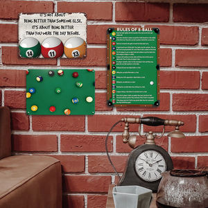 Plaque murale décorative en métal avec règles du billard américain (<span class=keywords><strong>8</strong></span> boules) pour bar ou salle de jeux, style rétro, pour homme - Product Image 4