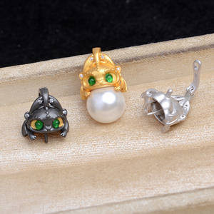 Accessoire de bijouterie en argent S925 pour perles DIY, pendentif sans dents de dessin animé à sertir vide 10-11mm, pour perles de 3mm, lot de 6059 avec boucle, emballé en sachet - Product Image 1