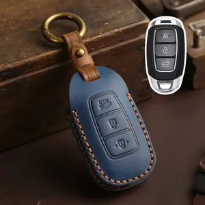 Étui en cuir pour clé de voiture, porte-clés, coque pour Hyundai Fista I30 I35 I40 Kona Elantra Solaris Grandeur Accent Santa Fe - Product Image 2