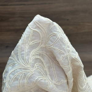 Yy Thời Trang Nhanh Chóng Vải Lanh Hoa Nylon Viscose Bông Chủ Đề Ngà Ren Thêu Vải Cho Phụ Nữ Ngày Lễ Quần Áo Ăn Mặc - Product Image 5