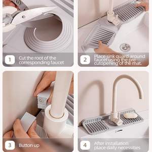 <b>Kitchen</b> Bathbroom Drip Protector Splash Guard Catcher Reusable Silicone Faucet Absorbent <b>Mat</b> <b>for</b> <b>Sink</b> Faucet - Product Image 3