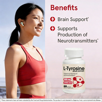 Capsules de L-Tyrosine 500mg, Complément d'acides aminés, Soutien aux performances cognitives, Concentration et clarté mentale, Nootropique, OEM ODM