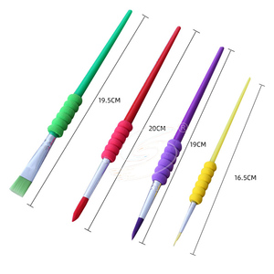 Coloré 4 Pinceaux Ensemble tige en plastique pour enfants craie d'eau pinceau à l'huile - Product Image 1
