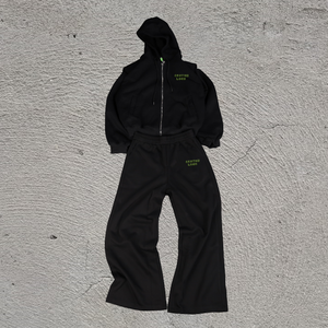 Personalizado en blanco Zip Up Hoodie Joggers Baggy Fleece algodón Pantalones de chándal y Sudadera con capucha Conjunto 450gsm Bordado Logo Chándales para los hombres - Product Image 4