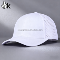 Gorro de Golf con agujero cortado con láser y logotipo personalizado, gorras impermeables ajustables bordadas con ala ligeramente curvada, gorra de béisbol de malla deportiva