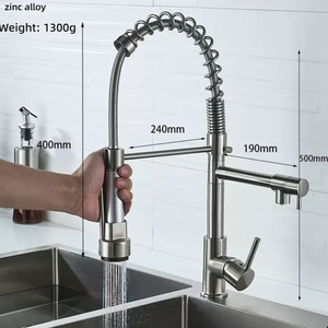 Grifo <span class=keywords><strong>de</strong></span> <span class=keywords><strong>cocina</strong></span> moderno Wayon, acabado en metal, con rociador extraíble <span class=keywords><strong>de</strong></span> arco alto y placa <span class=keywords><strong>de</strong></span> sujeción - Product Image 2