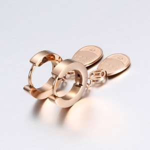 Cute Lucky <b>Cat</b> Drop Earrings Rose Gold Stainless Steel 13mm Cartoon Animal Zodiac <b>Gift</b> Earrings - Product Image 2