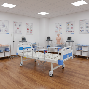 Lit médical manuel à double manivelle avec roulettes de luxe et extrémités de lit en ABS, lit de soins aux patients professionnel à 2 fonctions pour la vente en gros - Product Image 1