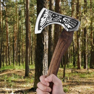 24NYD011 indiano Tomahawk campeggio vichking forgiato intaglio ascia 14.8 con guaina, ascia di sopravvivenza per tagliare la sopravvivenza in campeggio - Product Image 5