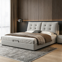Lit capitonné moderne en tissu italien, lit double king/queen size confortable avec sommier en bois massif pour chambre principale