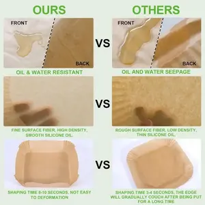 Papiers de cuisson biodégradables jetables pour <span class=keywords><strong>friteuse</strong></span> à <span class=keywords><strong>air</strong></span>, en silicone de qualité alimentaire, imperméables à l'huile - Product Image 2