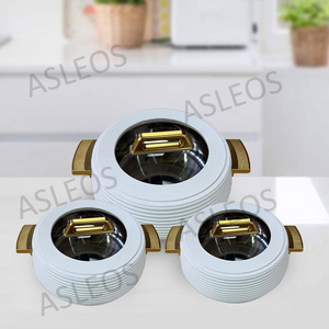 YJM9345A Capacity 3-4-5L Factory Hot Sale Luxury Food <strong>Warmer</strong> Set Golden Food <strong>Warmer</strong> Sets of 3 Round Casserole Set - Product Image 6