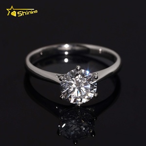 Anello <span class=keywords><strong>di</strong></span> Fidanzamento Classico a 6 Punte per Donna, in PT950 con Diamante Coltivato in Laboratorio da 1 Carato, per Matrimonio - Product Image 1