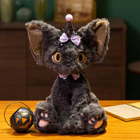 Jouets en peluche pour animaux en vogue en 2026, jouets en peluche chat noir effrayant avec une petite lumière citrouille pour la fête d'Halloween