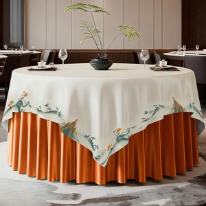 Hot Bán Sang Trọng Vòng Khăn Trải Bàn Tùy Chỉnh In Mô Hình Cho Đám Cưới Các Bên Nhà 120 ''132' Màu Xanh Lá Cây Màu Cam Tổ Dạ Tiệc <span class=keywords><strong>Tablecoths</strong></span> - Product Image 6