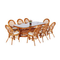 Ensemble de salle à manger moderne en rotin fait main, table longue conceptuelle pour mobilier de salle à manger de villa - CV.Craftindo