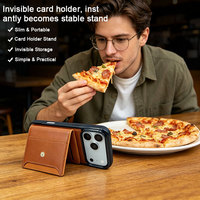 Étui de protection pliable en cuir bicolore avec porte-cartes et découpes précises pour iPhone 15 16 17 18 Pro Max