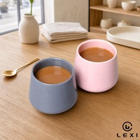 Tasse en grès facetté style nordique 200 ml, intérieur brillant rose ardoise, pour café, salon de thé, bar à domicile, cadeau, hall, buffet, terrasse LEXI
