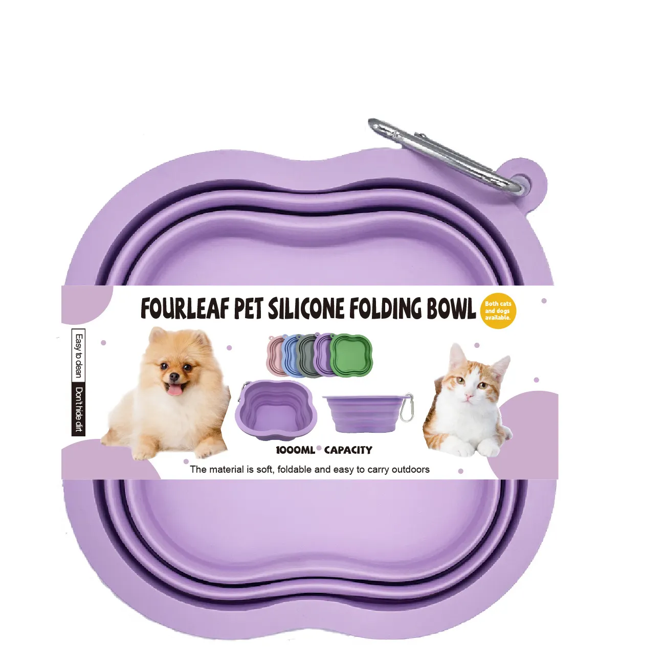 Penjualan laris alas Lick silikon kucing peliharaan mangkuk anjing Travel mangkuk dapat dilipat luar ruangan untuk grosir