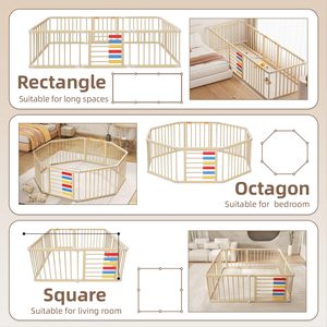 คอกไม้พับได้สำหรับเด็กวัยหัดเดินและทารกเปลเด็กสุดเท่แบบพกพา - Product Image 4