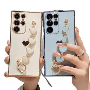 Bracciale da polso Love Heart custodia per telefono per Samsung S25 Ultra S24 S23 S22 S21 A56 A14 A52 <span class=keywords><strong>A53</strong></span> <span class=keywords><strong>Cover</strong></span> posteriore antiurto - Product Image 1