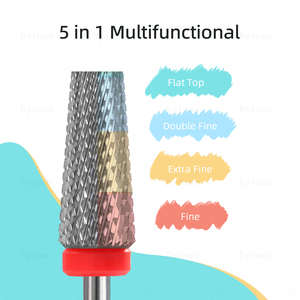 หัวเจียรเล็บ HYTOOS แบบแบน 5 in 1 หัวเจียรคาร์ไบด์แบบฟันไขว้ หัวเจียรทรงกรวย สำหรับขัดเจล ตะไบเล็บไฟฟ้า อุปกรณ์ทำเล็บ - Product Image 6