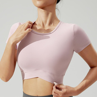 T-shirt de yoga de style nouveau pour femmes, haut court sexy d'été, haut de yoga de fitness à filetage