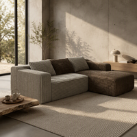 Canapé modulaire en velours côtelé en forme de L, design flexible pour la décoration de l'espace de vie domestique
