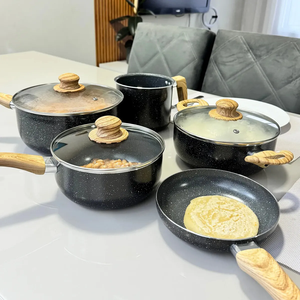 Ensemble de casseroles en aluminium de haute qualité, moderne, avec revêtement céramique, résistant au four et au lave-vaisselle, 8 pièces, pour cuisinières à gaz et à induction - Product Image 1