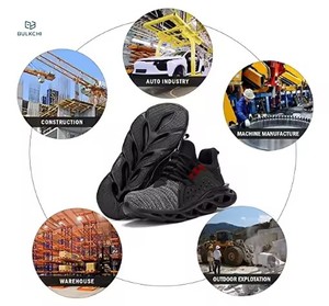 Chaussures <span class=keywords><strong>de</strong></span> sécurité légères et respirantes unisexe avec embout en acier anti-perforation, style sport, pour homme, à prix abordable - Product Image 4