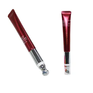 Red round 20ml eye cream aluminum tube with Electric Zinc Alloy Vibration Applicator for cosmetic tube packaging
