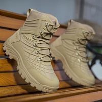 Bottes tactiques imperméables et antidérapantes à lacets sur le devant, avec empeigne en maille, taille plus, mi-hautes, semelle en caoutchouc, pour activités de plein air, modèle 2026